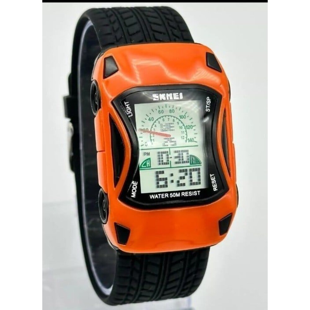 KID'S SKMEI DIGITAL LCD Orange/BLACK SPORT CAR WATCH, ALARM, STOPWATCH, DATE